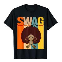 Swag Vintage Melanin Afro Woman Queen Black History เดือนเสื้อยืดคูปองผู้ชายเสื้อยืดเสื้อและ Tees Cotton Group