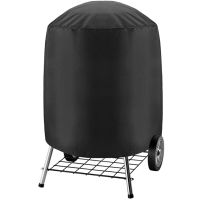 BBQ Grill Cover 210D Grill Cover for Charcoal Kettle, Waterproof Black Smoker Cover Round Grill Covers Gas Outdoor