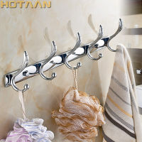 Chrome Plated Bathroom Robe Hook Towel Wall Hooks Kitchen Stainless Steel 5 Hooks Hat Bag Hanger Holder Clothes Hook