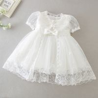 0-24Month ไอวอรี่ลูกไม้วันเกิดเด็กสาวแต่งตัวงานแต่งงานวันเกิดโบว์เจ้าหญิง Vestido ทารกแรกเกิดเด็กวัยหัดเดินเด็กสาวเสื้อผ้าแขนสั้น OBF226426