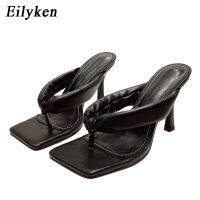 Eilyken 2021 Women Slipper Summer Outdoor Slip On Ladies High Heels Slides Elegant Pleated Sandal Flip Flop Shoes