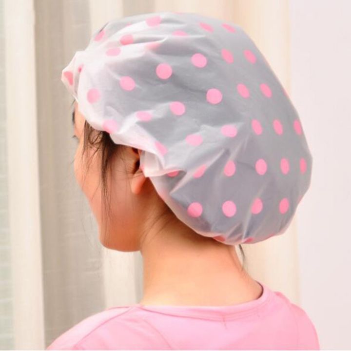 waterproof-shower-cap-bonnet-satin-hair-cap-resuable-lace-elastic-band-thicken-bathing-caps-dot-flower-printed