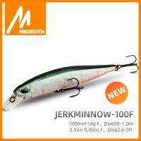 [HUYE Outdoor Store] MEREDITH JERK MINNOW100F 14G เหยื่อแข็งกระดุกกระดิกลอยได้คุณภาพ Depth0.8-1.5ม. เหยื่อล่อปลา24สี