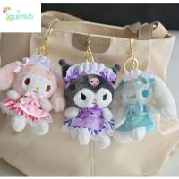 XSUIMI Melody Cinnamoroll พวงกุญแจกำมะหยี่ขนยาว Kuromi Cinnamoroll Melody พวงกุญแจเป้สะพายหลังจี้กระเป๋านักเรียนสร้างสรรค์ Kuromi Blush ตกแต่งสนุก