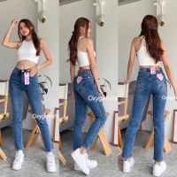 กางเกงยีนส์ ทรงบอยสลิม เอวสูง ผ้ายืด ใส่สบาย งานป้าย Chuu 5 kg Jean