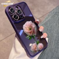 Kissscase เคสโทรศัพท์ดอกกุหลาบสีชมพูบานสำหรับ Iphone 14 13 12 11 Pro Max เคสเคสโทรศัพท์อ่อนใสกล่องกันกระแทกสำหรับ Iphone 14 Pro Max 13Pro 12เคสเลนส์แฟลชฝาครอบป้องกัน13Promax ไม่มีสีเหลือง