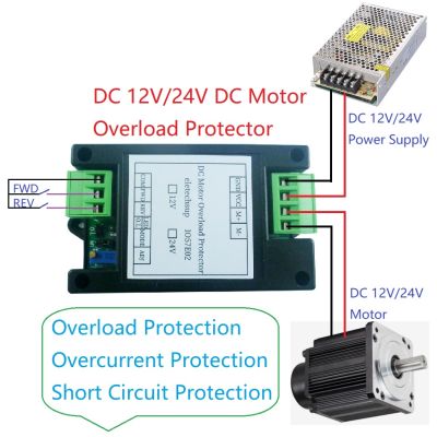 DC 12V 24V Brushed Motor Forward Reverse Controller Overload Overcurrent Short Circuit Overheat Protector Module