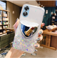 ปลอกโทรศัพท์มือถือสินค้าสำหรับ OPPOA38 OPPO A38 4G เคสโทรศัพท์มือถือกลิตเตอร์ลายท้องฟ้าเต็มไปด้วยดวงดาวระยิบระยับผิวนอกเนื้อนิ่ม TPU ใสพร้อมขาตั้งกระจกแต่งหน้าฝาหลังกันกระแทก