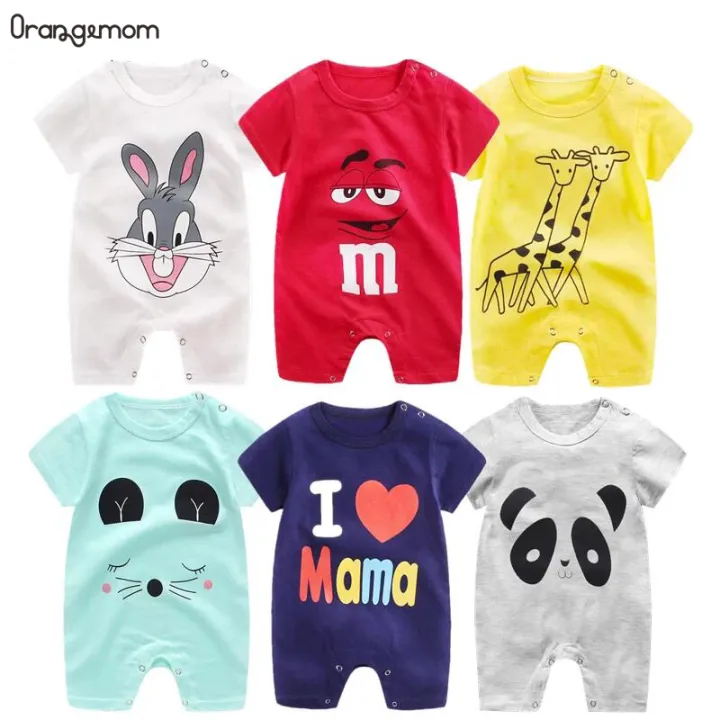 Baby Clothes Summer Newborn Baby Boys Girls Jumpsuit Short Sleeve Cotton Pamajas Infant Cartoon Pattern Rompers 0-24M,1PC