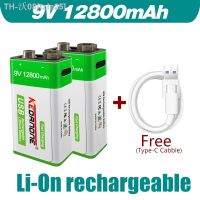 tzle25 2022 9V 12800mAh li-ion Rechargeable battery Micro USB Batteries 9V lithium for Multimeter Microphone Toy Remote Control KTV use