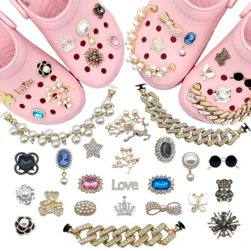 Bling Letter Croc Charms Metal Rhinestone Shoe Charms Decoration