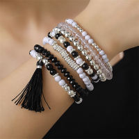 Girls Bracelet Set Emperament Bracelets Tassel Jewelry Handmade Elastic Bracelets Rice Beads Bracelets