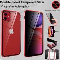 【 AN boutique 】360 ° Anti Peep Double Glass การดูดซับแม่เหล็กสำหรับ IPhone 13 12 Mini 11 Pro XS Max XR 7 8 6 Plus SE ความเป็นส่วนตัวป้องกันกรณี