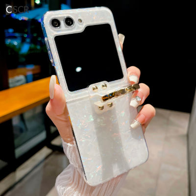 เคสโทรศัพท์สังข์แฟชั่น CSCR สำหรับ Samsung Galaxy Z Flip 5 4 3พร้อมวงแหวนแข็งฝาครอบกันกระแทกป้องกันทุกส่วนของเครื่อง