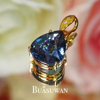 จี้พลอยบลูโทพาส และเพชร พลอยบลูโทพาส สีLondon Blue Topaz ตัวเรือนทองคำแท้ 18K Blue Topaz Pendant เฉพาะจี้ไม่รวมสร้อยคอ