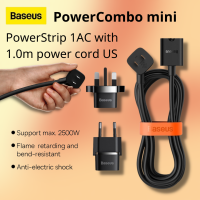 Baseus PowerCombo mini PowerStrip 1AC พร้อมสายไฟ 1.0 ม. ซ็อกเก็ตเดสก์ท็อป  ขนาดเล็ก 12A รองรับกําลังไฟ 2500W