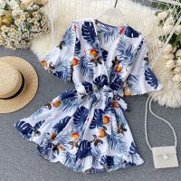 COD DSFERTEREERRE korean women chiffon floral print wide leg rompers jumpsuits ready stock new