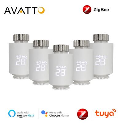 วาล์วกระตุ้นหม้อน้ำ ZigBee3.0 AVATTO Tuya TRV เทอร์โมสตาทที่ตั้งโปรแกรมได้อัจฉริยะตัวควบคุมอุณหภูมิรองรับ Alexa Google Home