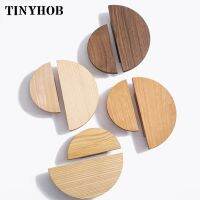 ❈❒✉ Minimalist Semicircular Wooden Knob Drawer Pulls Natural Walnut Ash Beech Kitchen Cabinet Handles Simple Furniture Hardware