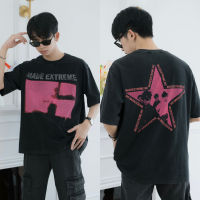 EXT STAR VINTAGE T-shirt เสื้อยืดแขนสั้นทรงโอเวอร์ไซส์ผ้าฟอก