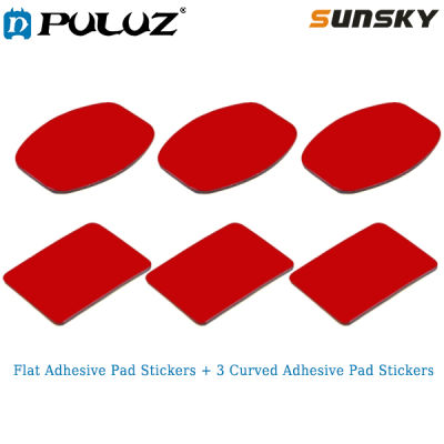 PULUZ 3 Flat 3M VHB Adhesive Pad Stickers + 3 Curved 3M VHB Adhesive Pad Stickers สำหรับ GoPro HERO6 /5 /5เซสชัน/4เซสชัน/4 /3 + /3 /2 /1,,,xiaoyi และกล้องแอ็คชั่นอื่นๆ