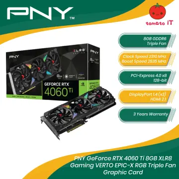  PNY GeForce RTX™ 4060 Ti 8GB XLR8 Gaming Verto RGB Triple Fan  Graphics Card DLSS 3 : Electronics