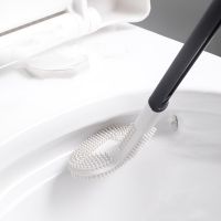 【LZ】 Silicone Toilet Brush Double-sided No Dead Angle Soft Hair Cleaning Toilet Brush Toilet Curved Toilet Brush  3293