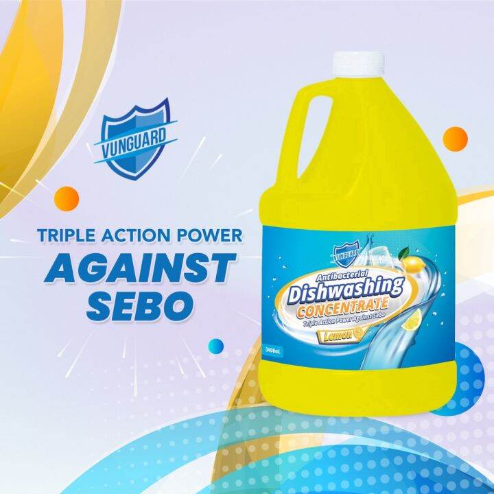 Antibacterial ☃VUNGUARD LEMON CONCENTRATE DISHWASHING LIQUID 1 GALLON