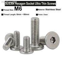 10Pcs / 5Pcs M6x6mm 60mm SUS304 Stainless Steel Hexagon Socket Ultra Thin Oversized Round Head Screws