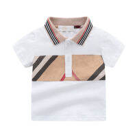 New summer fashion style kids clothes boys girls cotton plaid striped short-sleeved t-shirt tops 1-5 years