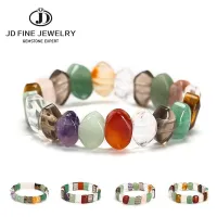 JD 10*14 มม.ธรรมชาติสีสันคริสตัลไขมันสี่เหลี่ยมผืนผ้าสร้อยข้อมือลูกปัดผู้หญิงอินเทรนด์ Energy Healing กำไลยืดหยุ่นโยคะเครื่องประดับของขวัญ-Huidkeir