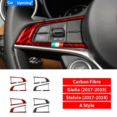 {:“--” แต่งรถกระดุมพวงมาลัยคาร์บอนไฟเบอร์สติกเกอร์รถ3D สำหรับ Alfa Romeo Stelvio Giulia 2017-2019อุปกรณ์เสริม