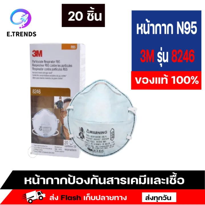 N95 Mask ทางการแพทย์ N95 Mask แมสn95 หน้ากากกันฝุ่น 3m รุ่น 8246 