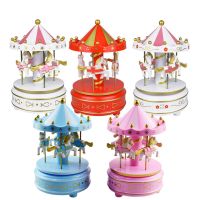 Merry-go-round Music Boxes Geometric Music Baby Room Decoration Gifts Unisex Christmas Horse Carousel Box Home Decor 1pc