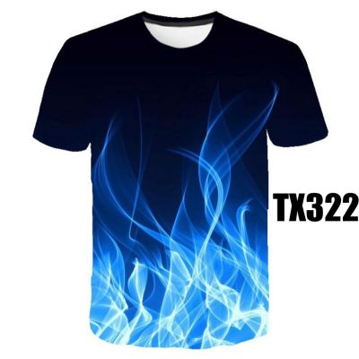 3D blue red flamed T-shirt mens ladies T-shirt 3D T-shirt black Tshirt casual shirt short sleeve shirt XS-6XL
