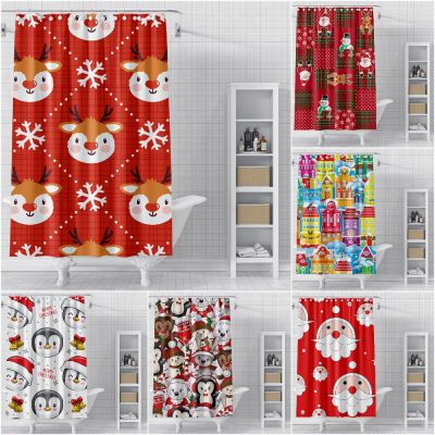 Xmas Deer Santa Claus Bathroom Shower Curtain Merry Christmas Shower Curtain Waterproof Shower Curtains For Bathroom Home Decor
