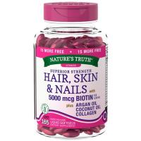 Natures Truth Superior Strength Hair , Skin &amp; Nails 5000 Mcg Biotin 165 Liquid Softgels