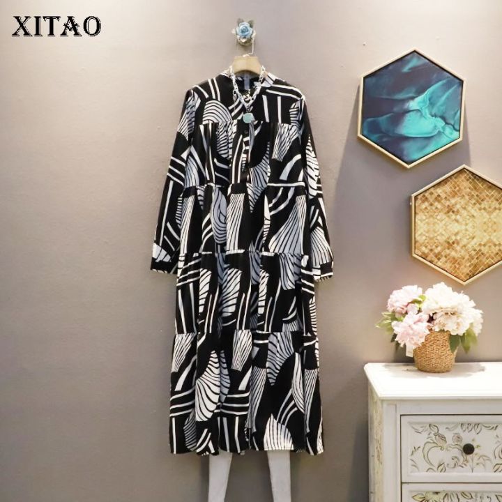 xitao-dress-casual-long-sleeve-women-print-dress