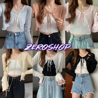 Zero SHOP?พร้อมส่ง?(Zero-Q605)เสื้อคลุมไหมพรมซีทรู ดีเทลปลายยัก ผ้าบางใส่สบาย -C