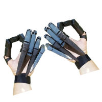 Articulated Fingers ฮาโลวีนถุงมือแบบเปิดครึ่งนิ้วพร้อมข้อต่อยืดหยุ่นกระโปรงปาร์ตี้ฮาโลวีนพร็อพคอสตูมคอสเพลย์