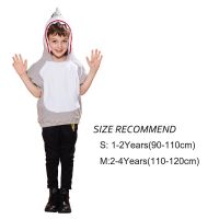 Eraspooky Cute Hooded Grey Shark Cosplay Halloween Costume For Kids Children Cartoon Animal Outfit Toddler Carnival Party Gifts