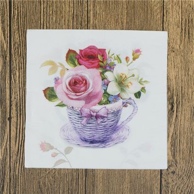 [Louisheart] 20pcs flower paper napkins food festive party tissue napkins decoupage decor