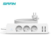 EU Plug Smart Electrical Socket 4USB 5V 2.4A  1.8MPower Strip Extension Cord Socket for home office plug with main switch  Wires Leads Adapters