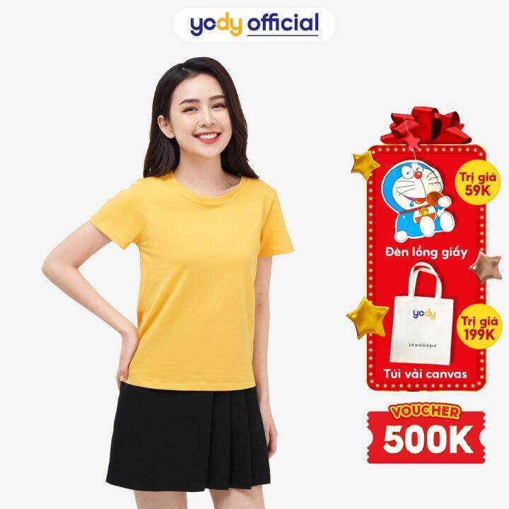 Áo Phông Yody Nữ Cổ Tròn Cotton Mềm Mại Thấm Hút Mồ Hôi Nts1 | Lazada.Vn