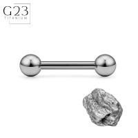 Titanium G23 nipple barbell, 14g (1.6mm) with two 3mm/4mm balls - จุกนมบาร์เบลหัวนม ไทเทเนียม G23, 14g (1.6 มม.) พร้อมลูกบอล 3 มม./ 4 มม. สองลูก