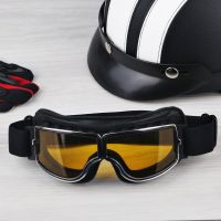 Mens Motorcycle Helmet Glasses Retro Motorcycle Goggles Outdoor Leather Bicycle Cycling Ski Goggles Glasses For Motorcycle