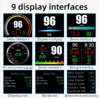 HUD OBD2 OBD 2 GPS Car Head Up HUD จอแสดงผลรถ Speedometer Turbo Boost TEMP Electronic Gauge Code Reader โปรเจคเตอร์อัตโนมัติ