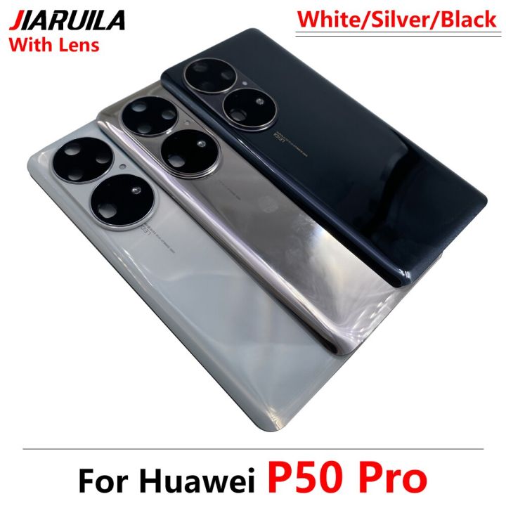 ใหม่สำหรับ-huawei-p50โปรเคสกระจกฝาหลังปิดโทรศัพท์ด้านหลังตัวเครื่องพร้อมกรอบฝาครอบเลนส์กล้องโลโก้พร้อมชิ้นส่วนอะไหล่-lhg3761กาว
