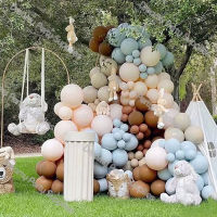 155pcs Blue Beige Birthday Balloon Decorations Boys Brown Caramel Ballon Garland Arch Kit Sand Globos Baby Shower Party Backdrop