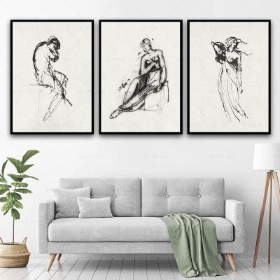 Black White Sketch Poster Sexy Girl Line Art Body Abstract Wall Art Canvas Painting Nordic Prints Picture Living Room Home Decor